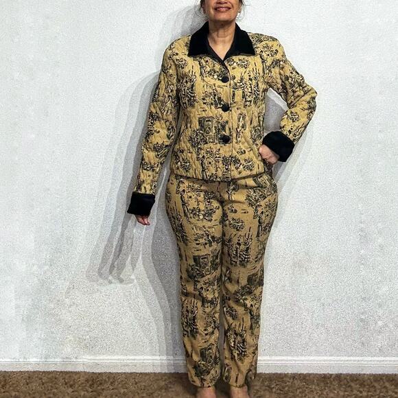 Sharon Young Tan 2-Piece Vintage Pant Set Sz 6/8 - Picture 1 of 14
